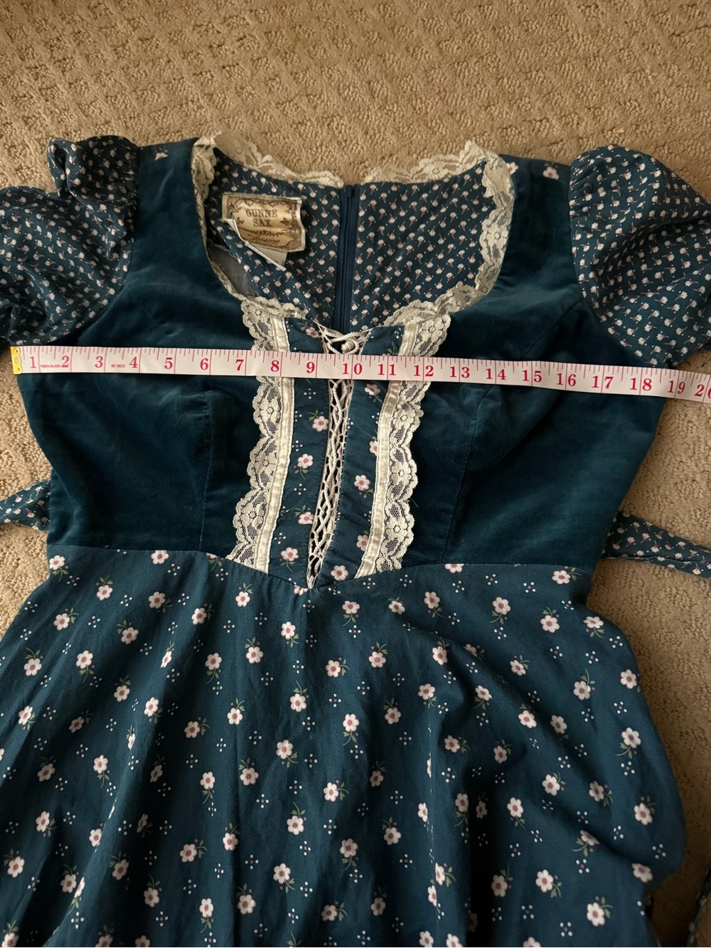 Gunne Sax Blue Floral Mini Dress - Picture 8 of 10